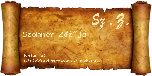 Szohner Zója névjegykártya